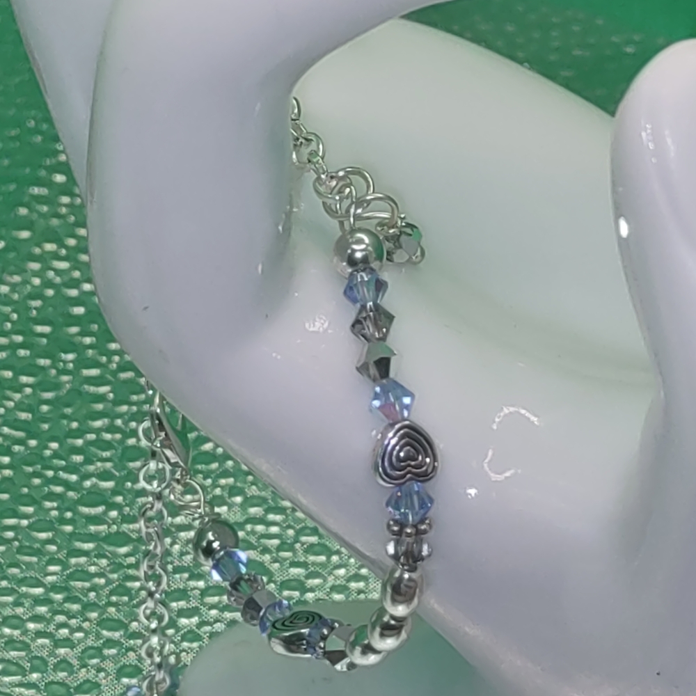 Elegant Silver Heart Bead Bracelet